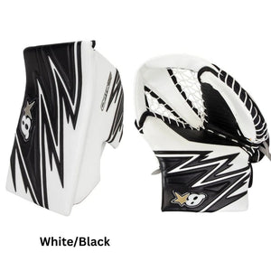 Brian's Intermediate OPTIK X4 Hockey Goalie Blocker + Trapper White Black