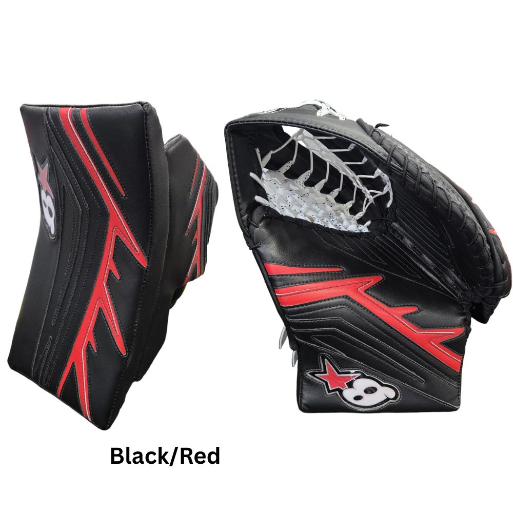 Brian's Senior Pro ICONIK 2 Hockey Goalie Trapper+Blocker Black Red