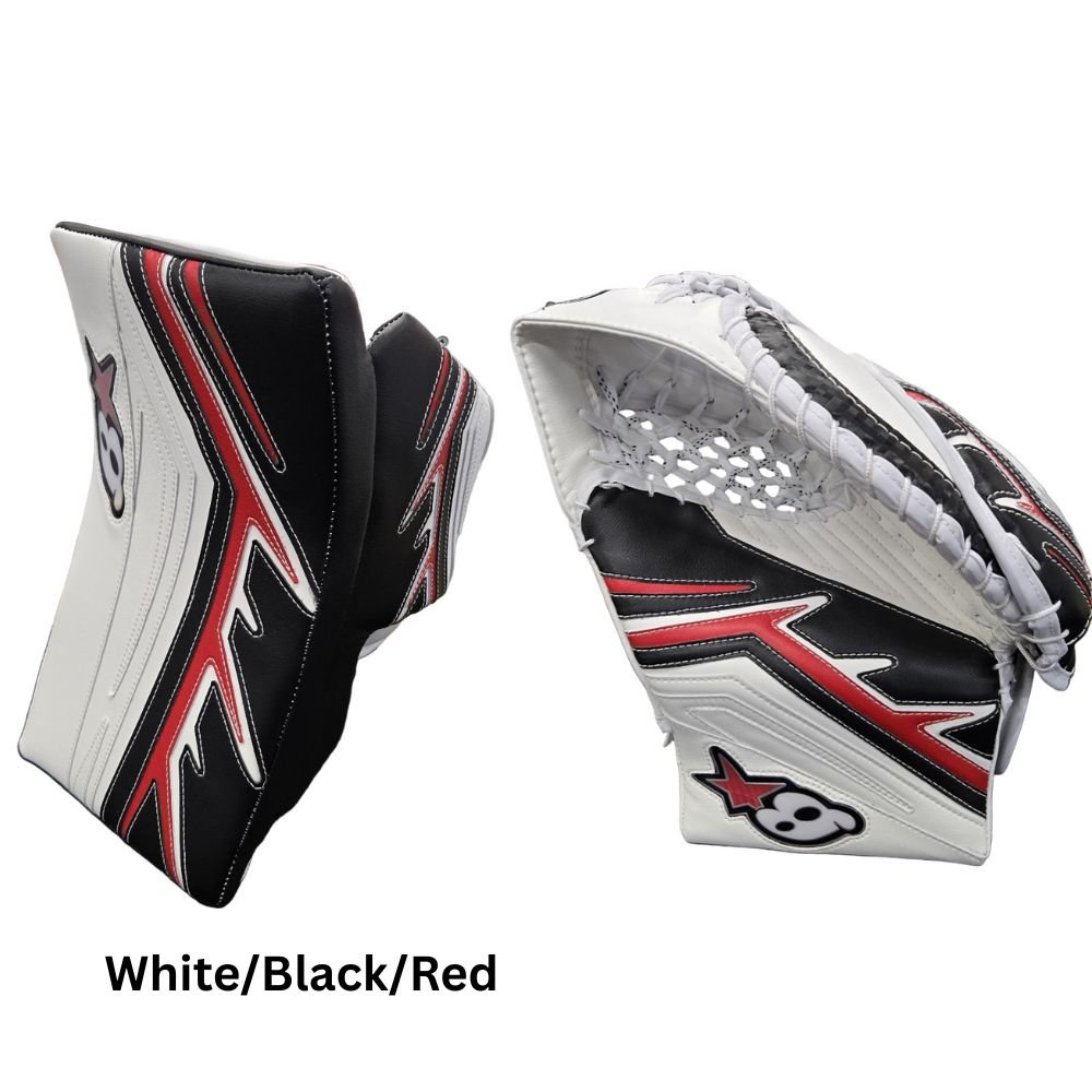 Brian's Senior Pro ICONIK 2 Hockey Goalie Trapper+Blocker White Black Red