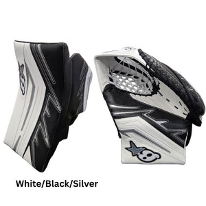 Brian's Senior Pro ICONIK 2 Hockey Goalie Trapper+Blocker White Black Silver