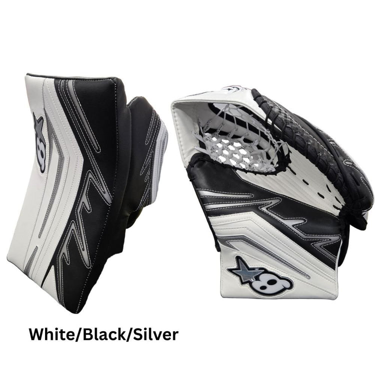 Brian's Senior Pro ICONIK 2 Hockey Goalie Trapper+Blocker White Black Silver