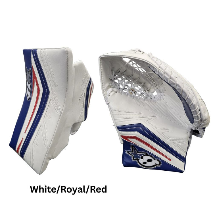 Brian's Senior Pro ICONIK 2 Hockey Goalie Trapper+Blocker White Royal Red