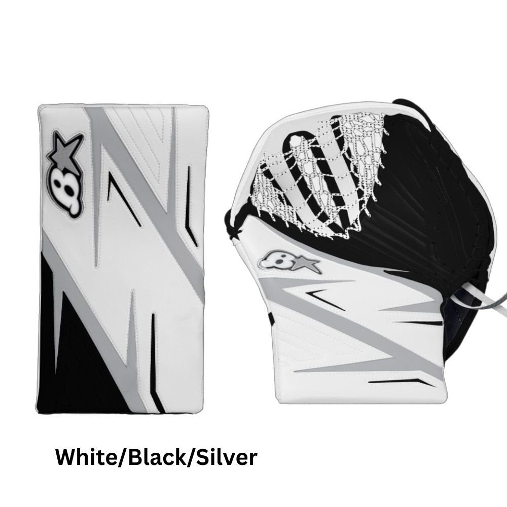 Brian's Senior Pro Kryptik Hockey Goalie Trapper+Blocker White/Black/Silver