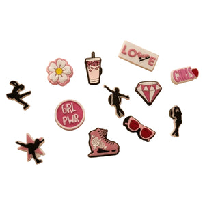Brilliance & Melrose Figure Skating Croc Pins pink white
