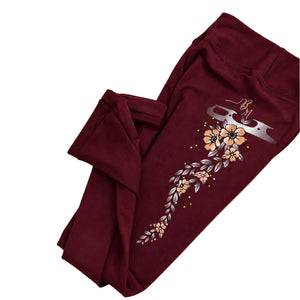 Brilliance & Melrose Girl's Floral Fusion Figure Skating Pant red pink grey