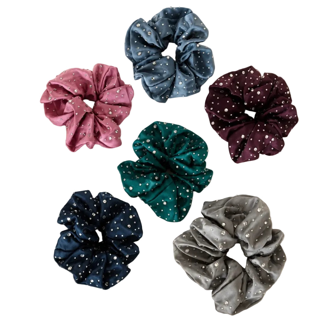 Brilliance & Melrose Sparkly Chou Chou Figure Skating Scrunchie blue green grey red pink