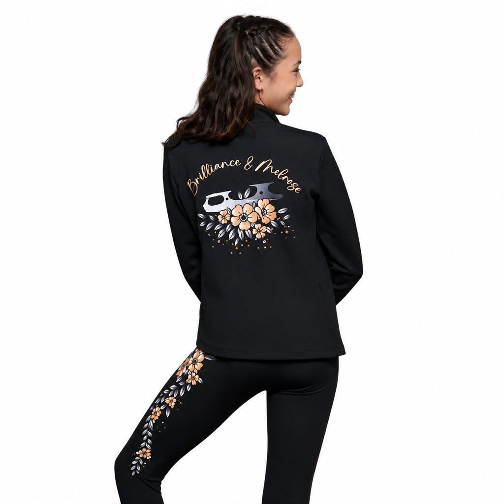Brilliance & Melrose Women's Floral Fusion Skating Jacket black pink grey