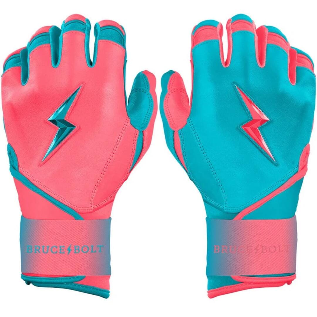 Bruce Bolt Junior Signature Series Max Clark Long Cuff Batting Gloves pink/teal