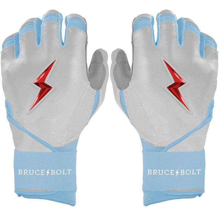 Bruce Bolt Senior Signature Series Long Cuff Batting Gloves happ white/blue