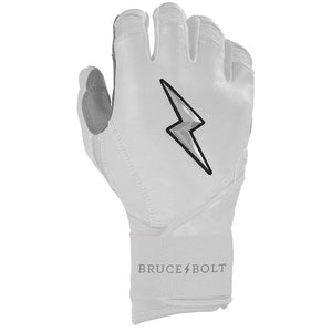 Bruce Bolt Senior Chrome Series Long Cuff Batting Gloves white