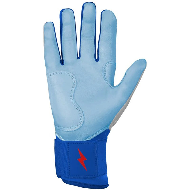 Bruce Bolt Senior Creator Series Long Cuff Batting Gloves silver royal