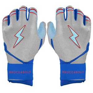 Bruce Bolt Senior Creator Series Long Cuff Batting Gloves silver royal