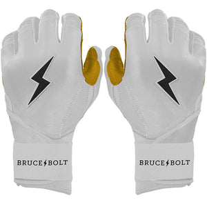 Bruce Bolt Senior Original Long Cuff Batting Gloves white