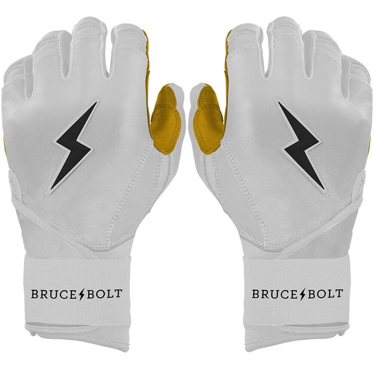 Bruce Bolt Senior Original Long Cuff Batting Gloves white