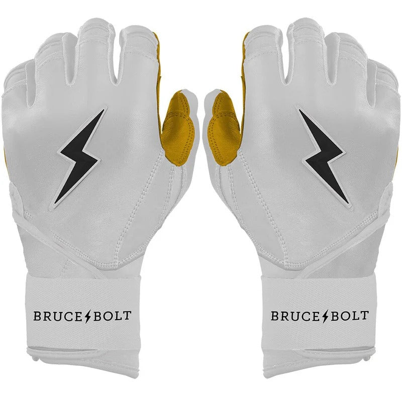 Bruce Bolt Senior Original Long Cuff Batting Gloves white