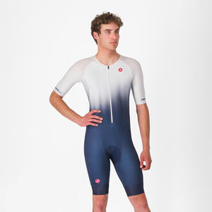 Castelli Men's Core Short Sleeve Tri Suit blue/white