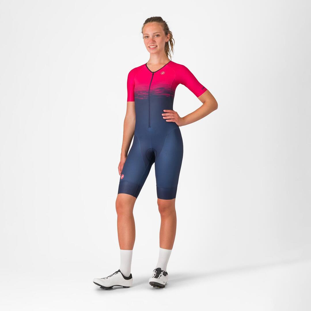 Castelli Women's Core Short Sleeve Tri Suit Belgian blue/ bright rose 