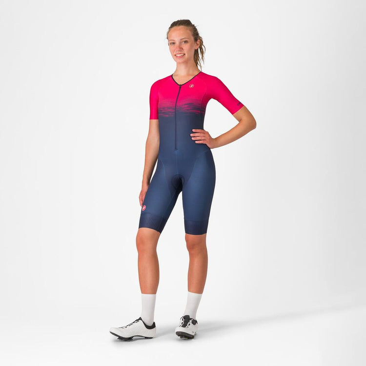 Castelli Women's Core Short Sleeve Tri Suit Belgian blue/ bright rose 