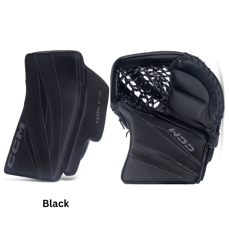 CCM Intermediate Axis F9 Hockey Goalie Trapper+Blocker Set Black