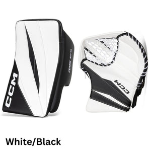 CCM Intermediate Axis F9 Hockey Goalie Trapper+Blocker Set White/Black