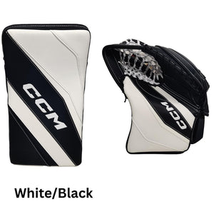 CCM Intermediate EFLEX E6.9 Hockey Goalie Trapper+Blocker Set White/Black
