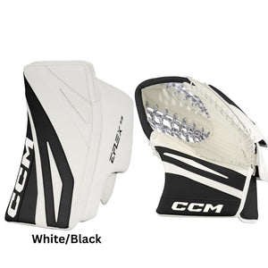 CCM Intermediate EFLEX E7.9 Hockey Goalie Trapper+Blocker Set White/Black