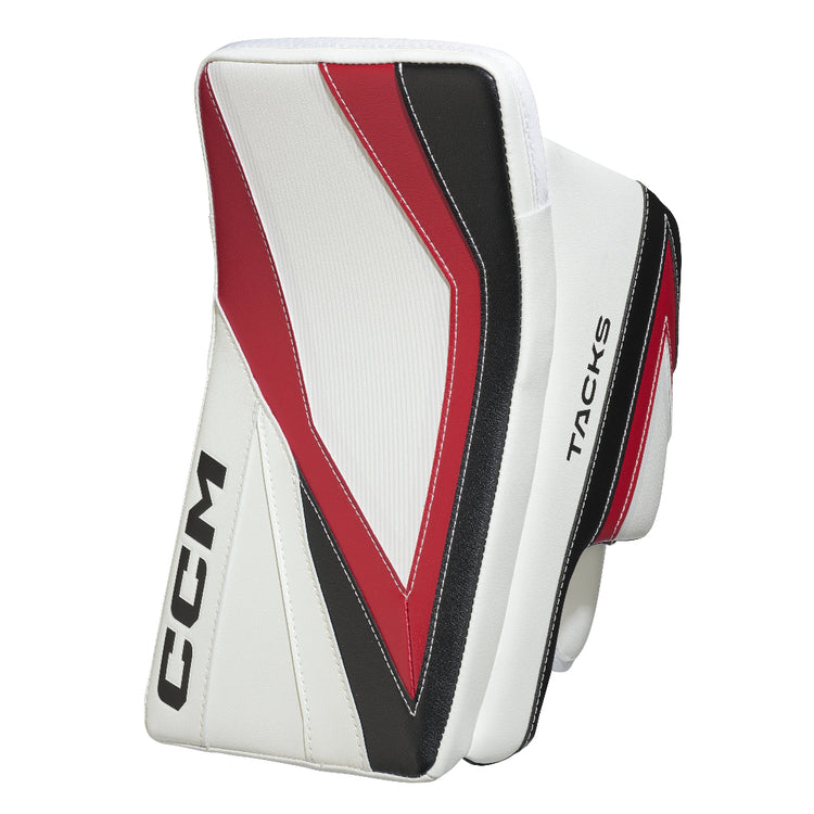 CCM Intermediate Tacks Hockey Goalie Blocker white/black/red