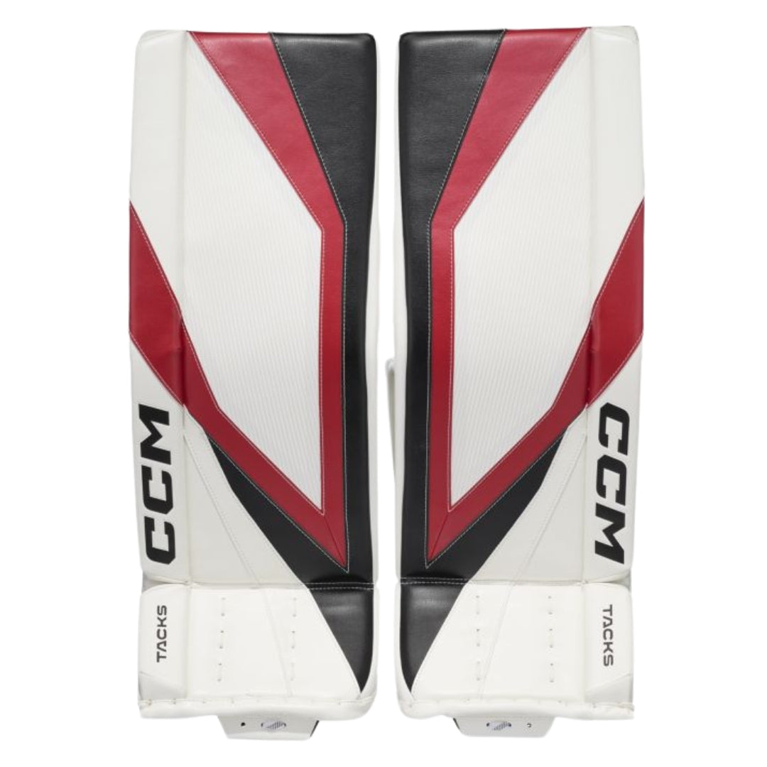 CCM Intermediate Tacks Hockey Goalie Pad white black red