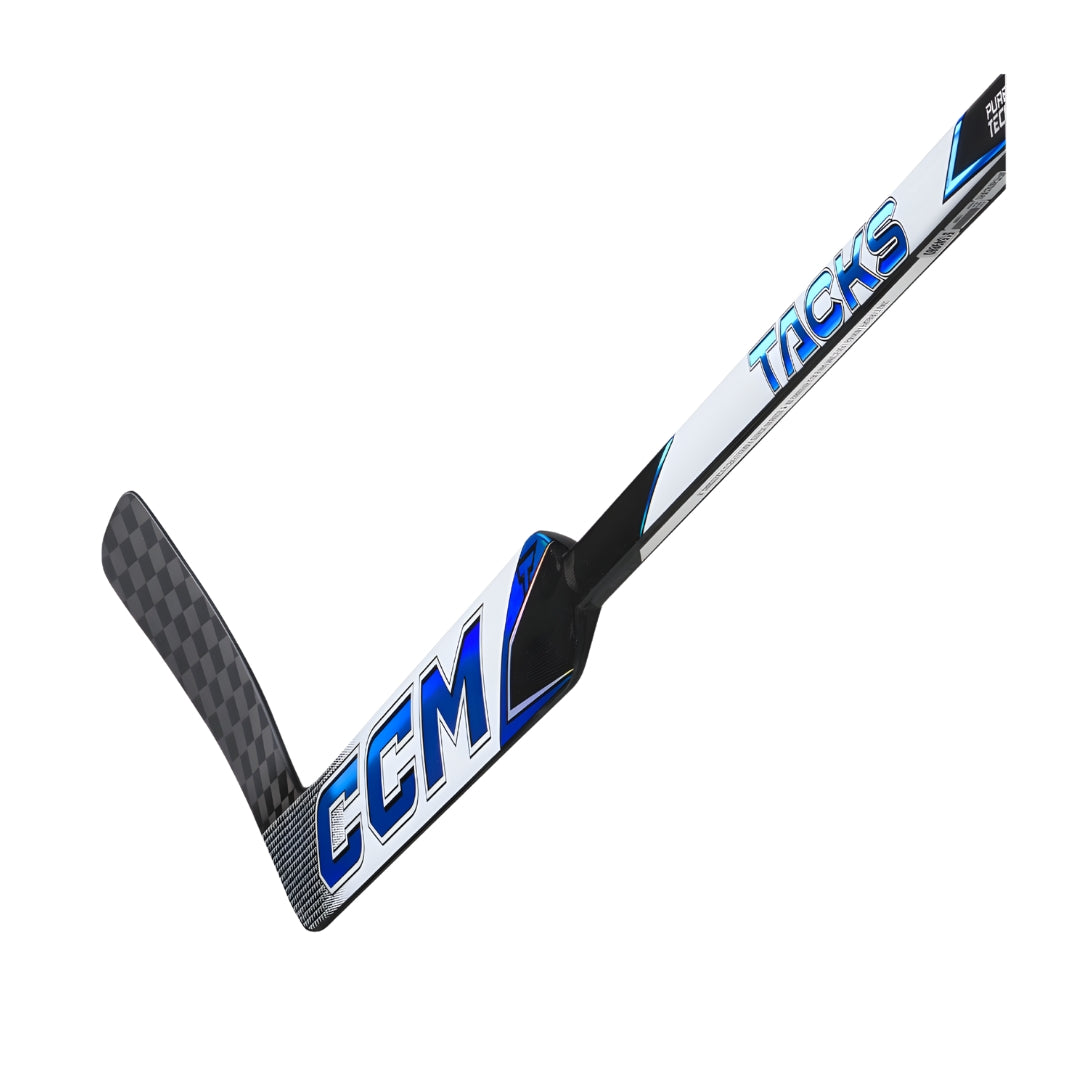 CCM Intermediate Tacks Royal Hockey Goalie Stick white black blue