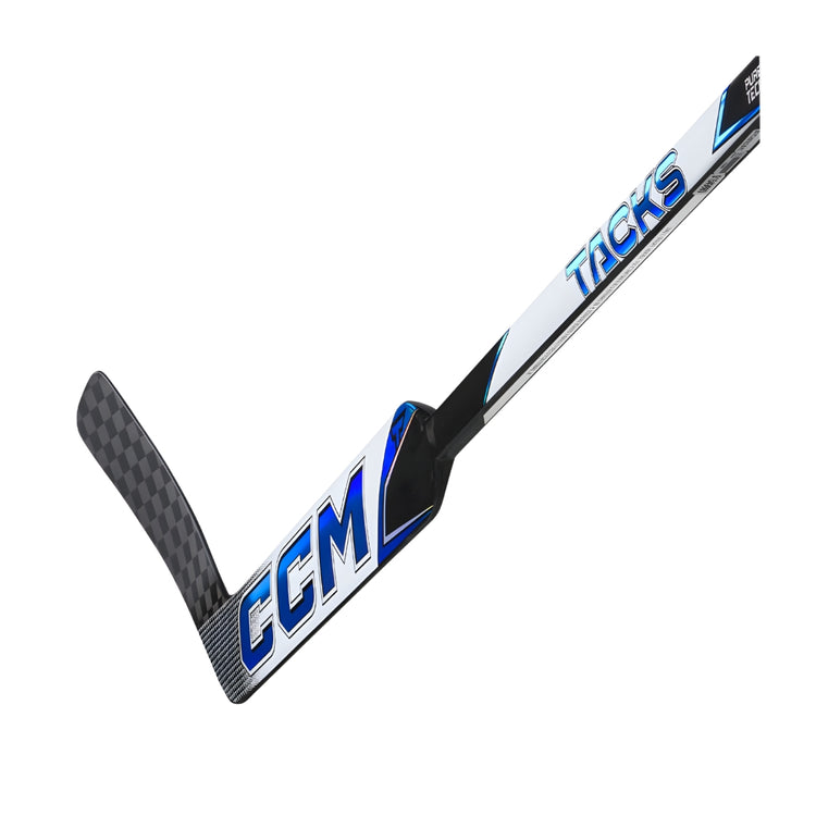 CCM Intermediate Tacks Royal Hockey Goalie Stick white black blue