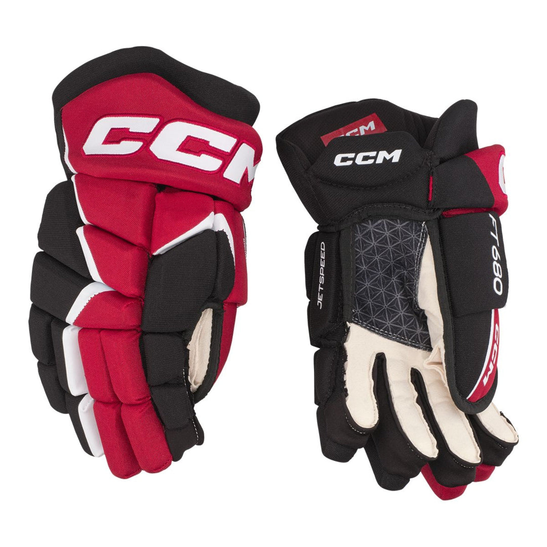 CCM JETSPEED FT680 Hockey Player Gloves Black/Red/White