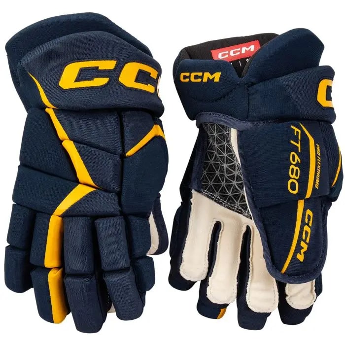 CCM JETSPEED FT680 Hockey Player Gloves Navy/Sunflower