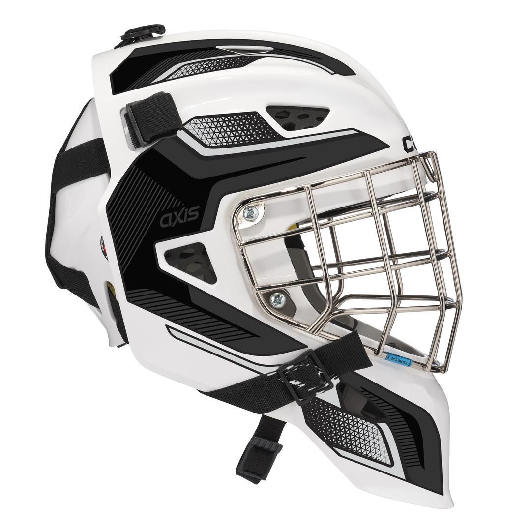 CCM Junior Axis F5 Decal Goalie Mask white black