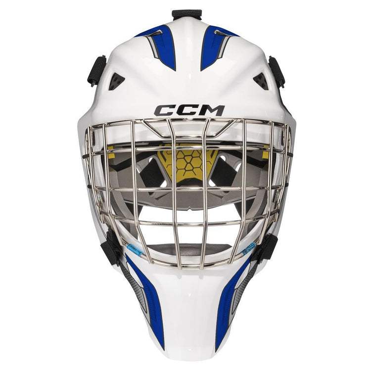 CCM Junior Axis F5 Decal Goalie Mask white blue