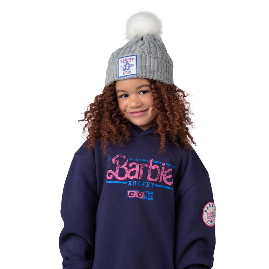 CCM Junior Barbie Pom Knit Toque Athletic Grey white