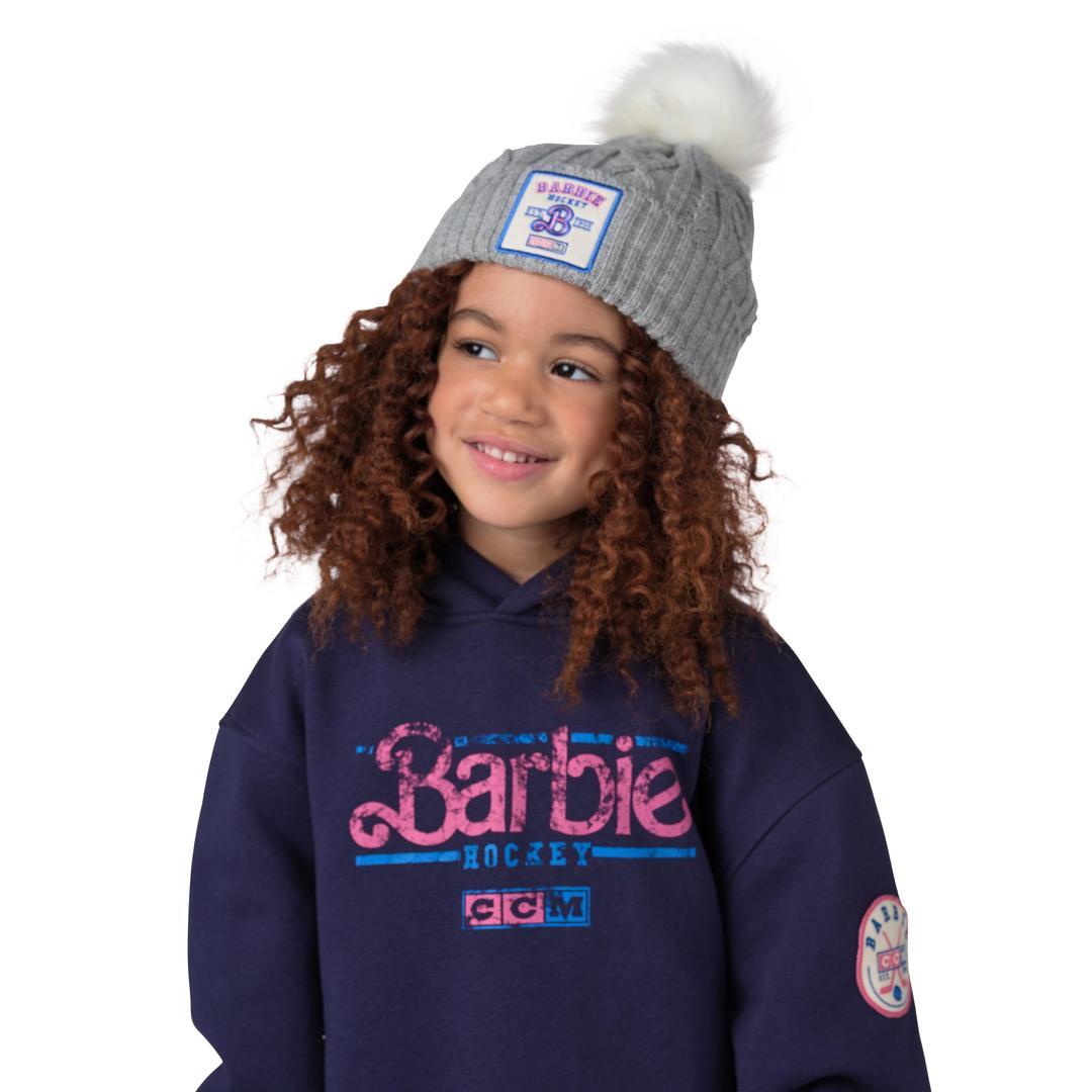 CCM Junior Barbie Pom Knit Toque Athletic Grey white