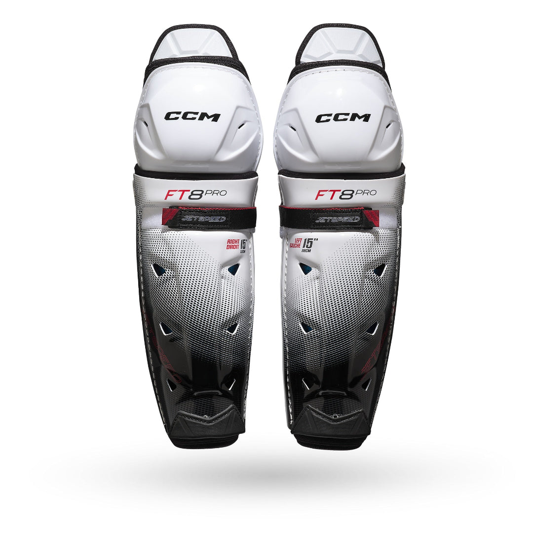 CCM Junior JETSPEED FT8 Pro Hockey Player Shin Guards white black