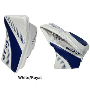 CCM Junior Phenom (SMU) Hockey Goalie Trapper+Blocker Set White/Royal