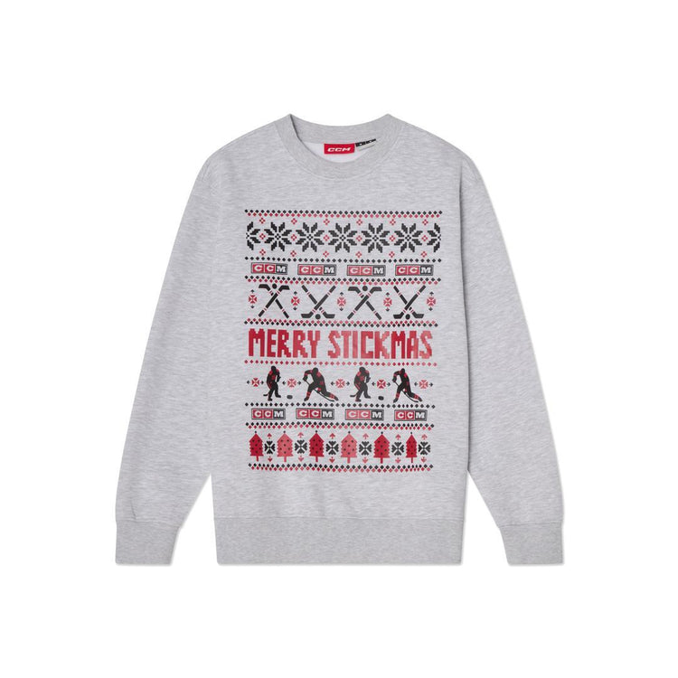 CCM Men's Hockey Days Christmas Sweatshirt grey red black