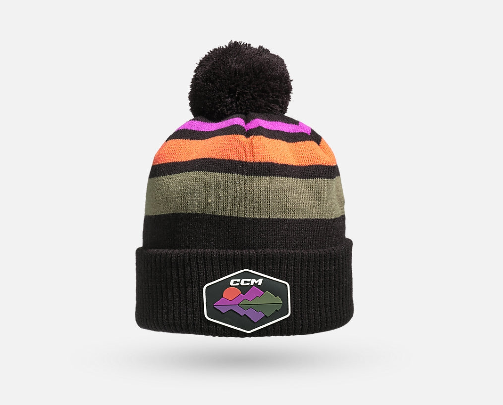 CCM Men's Winter Cuffed Pom Knit Toque Black