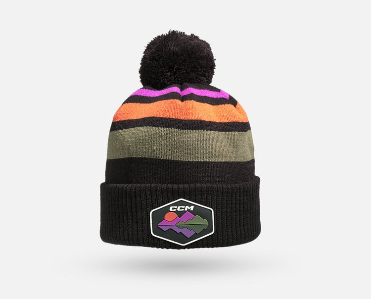 CCM Men's Winter Cuffed Pom Knit Toque Black