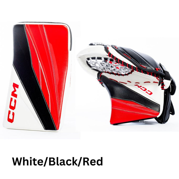 CCM Senior Axis XF Pro Hockey Goalie Trapper+Blocker Set White/Black/Red