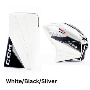 CCM Senior Axis XF Pro Hockey Goalie Trapper+Blocker Set White/Black/Silver