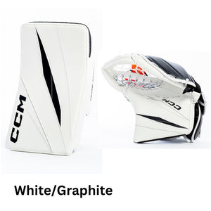 CCM Senior Axis XF Pro Hockey Goalie Trapper+Blocker Set White/Graphite