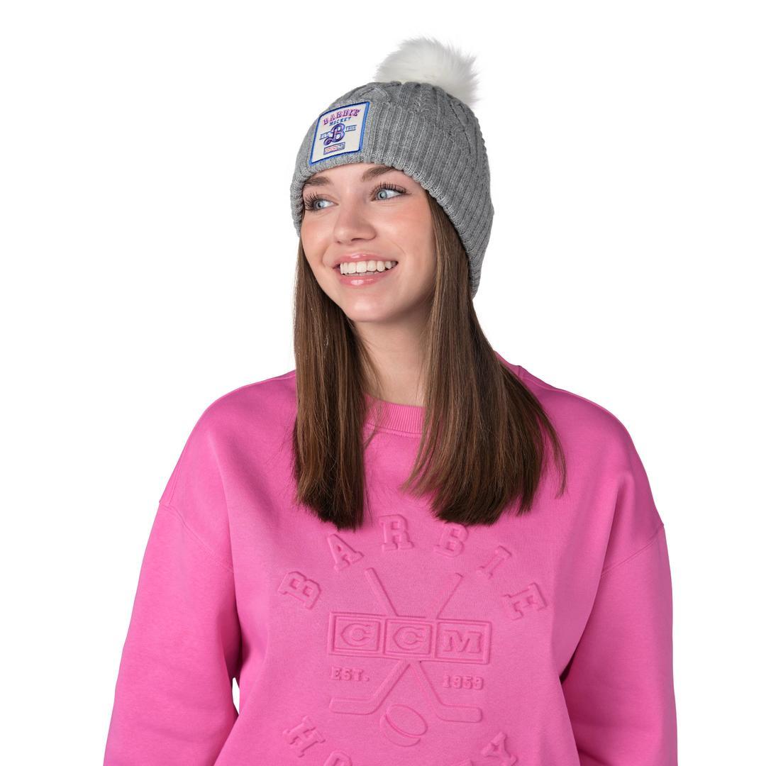 CCM Senior Barbie Pom Knit Toque grey white