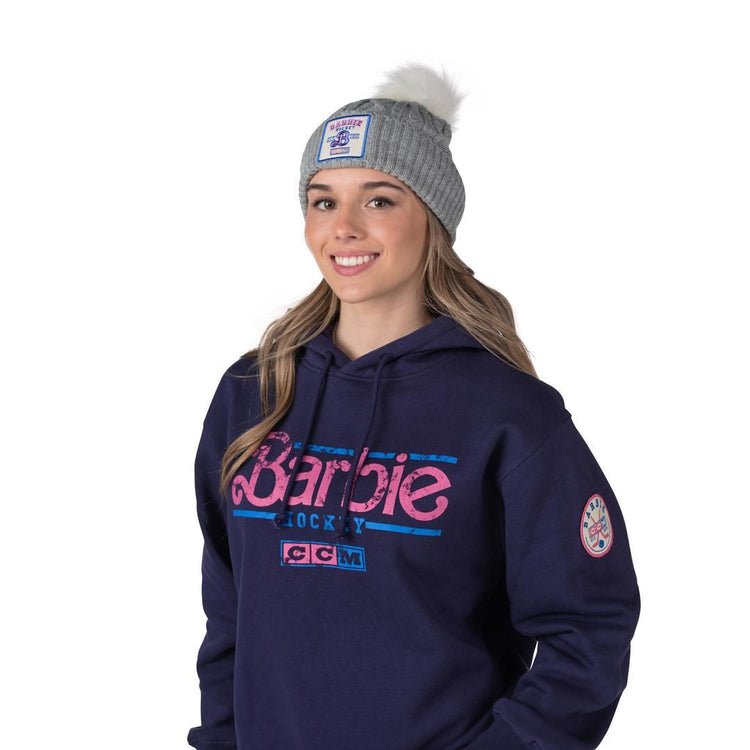 CCM Senior Barbie Pom Knit Toque grey white