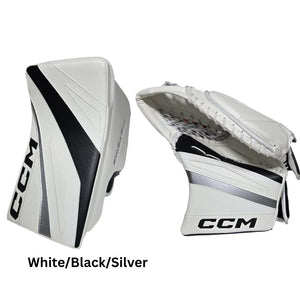 CCM Senior EFLEX 7 Pro Hockey Goalie Trapper+Blocker Set White/Black/Silver