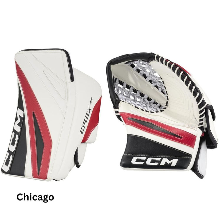 CCM Senior EFLEX E7.9 Hockey Goalie Trapper+Blocker Set Chicago