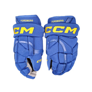 CCM Senior HG12SP Pro Stock Hockey Player Gloves Filip Forsberg Sweden royal blue yellow