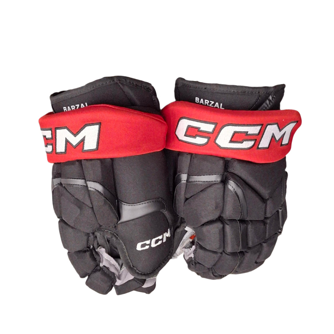 CCM Senior HG12SP Pro Stock Hockey Player Gloves Matt Barzal Team Canada black red white